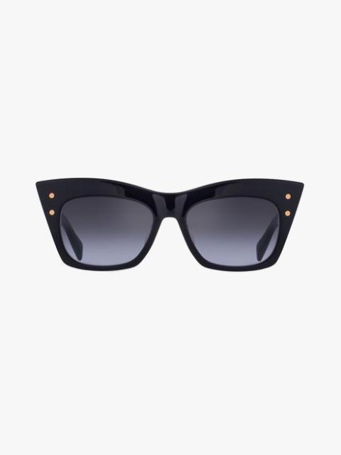 Balmain Black and gold-tone acetate B-II sunglasses