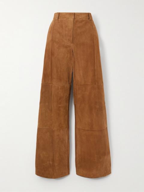 TORY BURCH Paneled Suede Wide-leg Pants