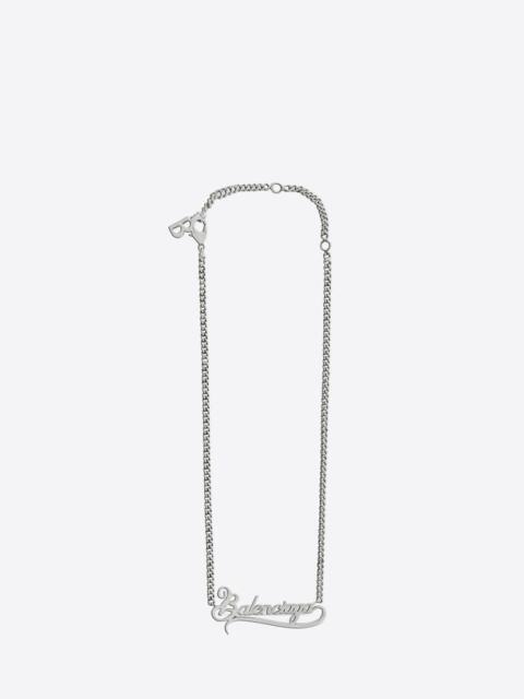 BALENCIAGA Typo Valentine Necklace in Silver