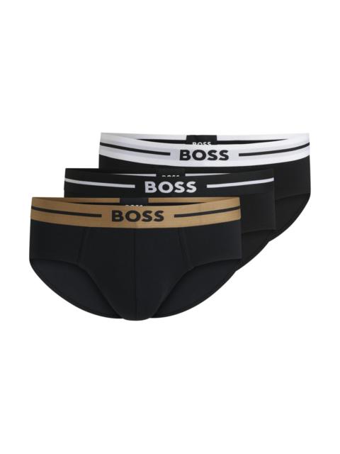 BOSS THREE-PACK OF STRETCH-COTTON TRUNKS WITH LOGO WAISTBANDS