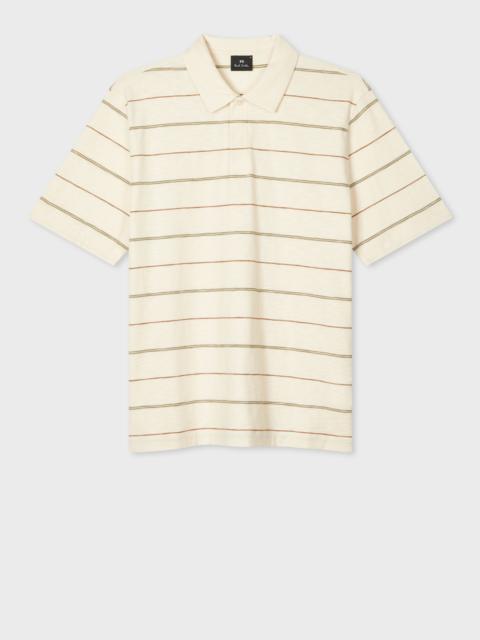 Paul Smith Ecru Stripe Cotton Polo Shirt