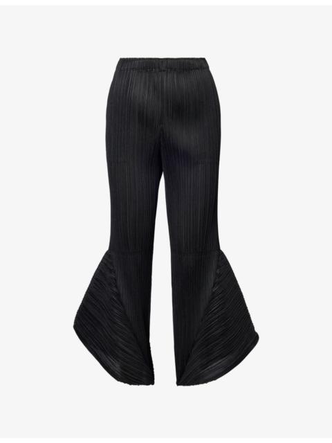 Pleats Please Issey Miyake Skyline Flared Pleated Knitted Trousers