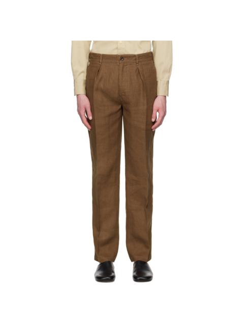 Drake's Brown Antique Linen Games Trousers
