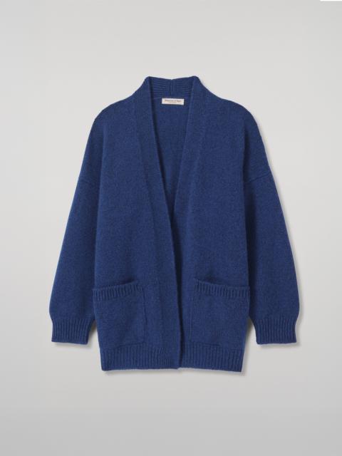 Johnstons of Elgin Bay Grey Dark Blue Cashmere & Cotton Cardigan