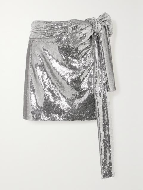 BERNADETTE Bernard Asymmetric Sequined Taffeta Mini Skirt