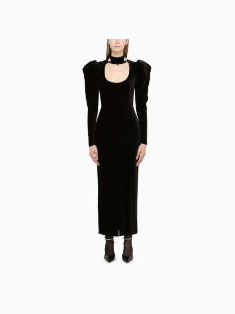 Alessandra Rich Long Black Velvet Dress