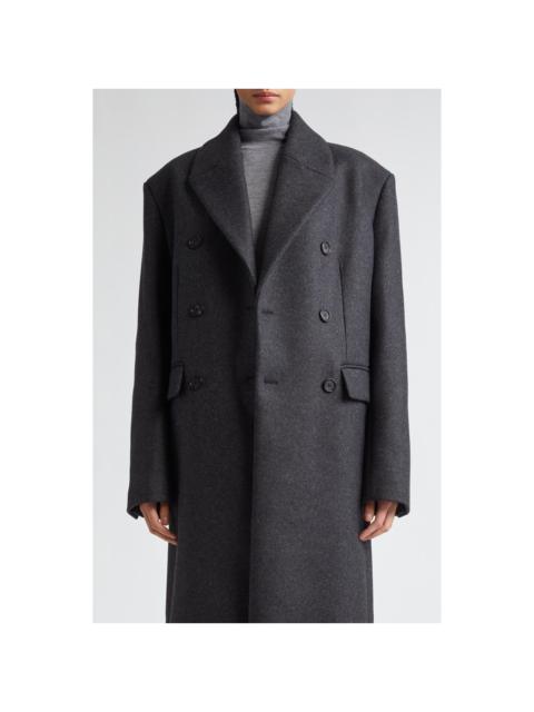 TOTEME Broad Double Breasted Recycled Wool Blend Coat in Charcoal Melange at Nordstrom