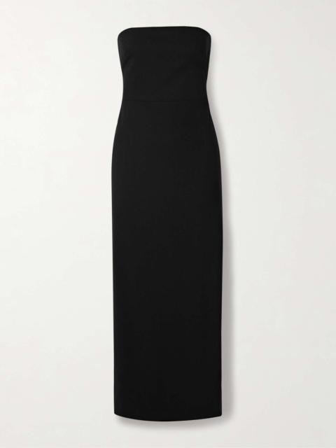 MATTEAU Strapless wool-blend crepe midi dress Black