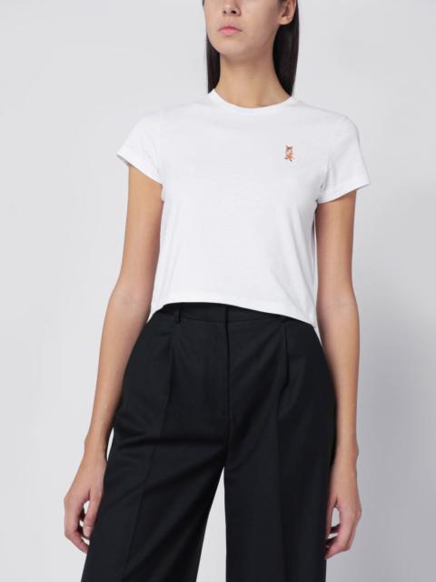 Maison Kitsuné White cropped T-shirt with logo patch