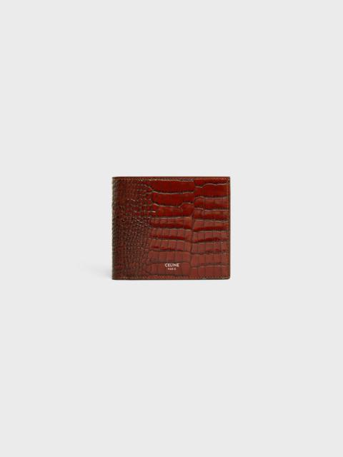 Bi-fold Wallet with Coin Compartment in CROCODILE EMBOSSED CALFSKIN