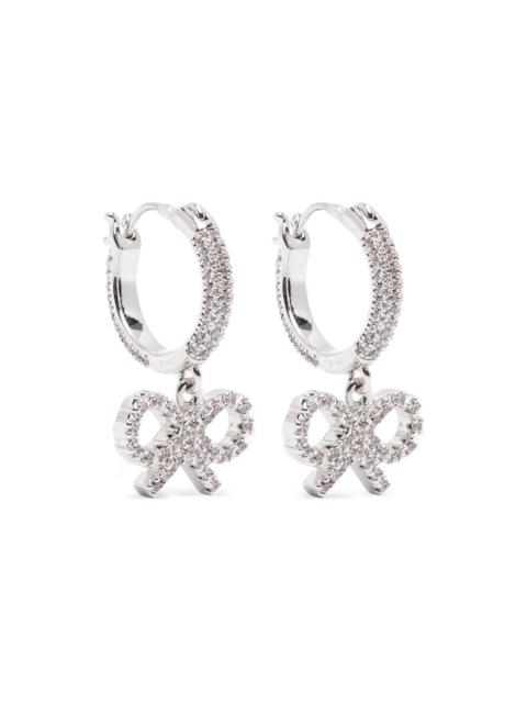 self-portrait crystal bow hoop earrings