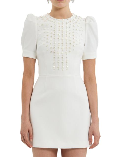REBECCA VALLANCE Women's Pearly Embellished Crepe Minidress - Ivory