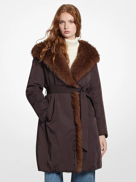MICHAEL KORS Faux Fur Trim Puffer Jacket