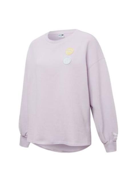 (WMNS) PUMA Embroidery Logo Round-neck SweatshirtPurple 536095-17