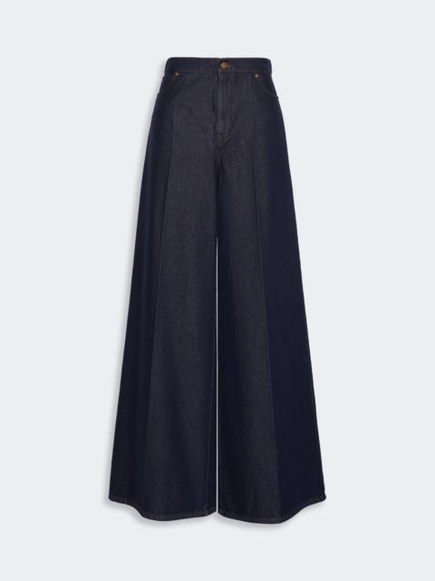 Max Mara QUATTO Denim-look cotton wide-leg trousers - MIDNIGHTBLUE