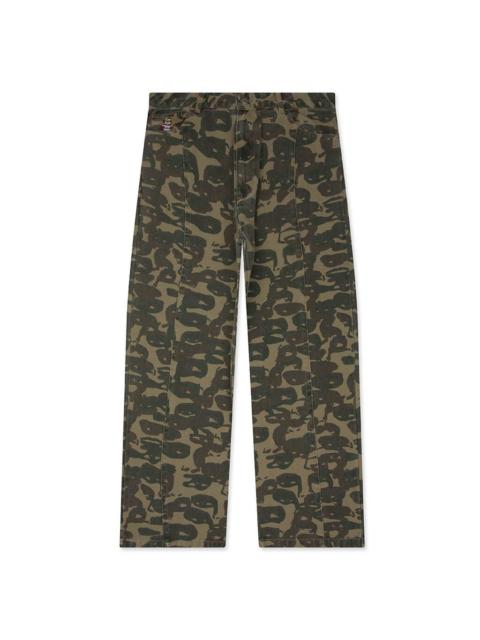 KidSuper FACE CAMO WIDE LEG JEAN - DARK GREEN