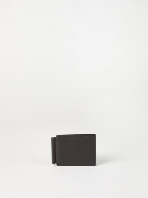 Smooth calfskin money clip wallet