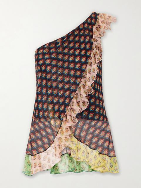 Etro One-shoulder Ruffled Silk-organza Blouse