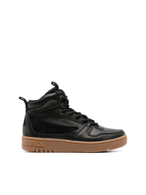 FILA leather embossed-logo high-top sneakers
