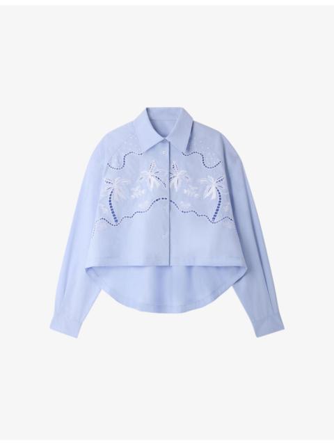 Sandro Relaxed-Fit Embroidered Cotton Shirt