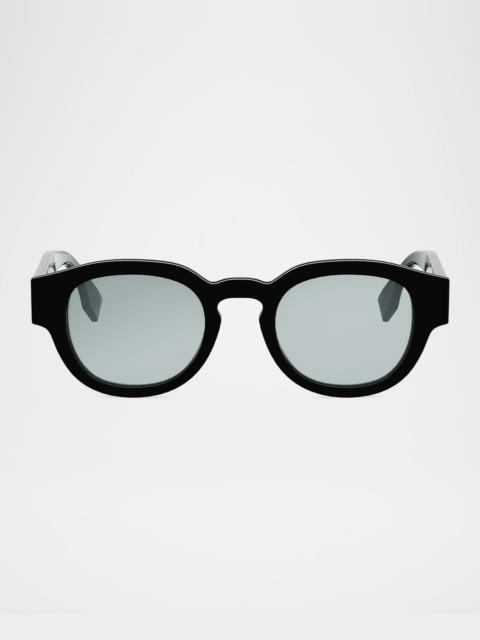 FENDI Men's Signature Acetate Round Sunglasses