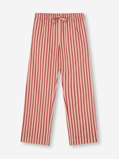 Derek Rose Women's Lounge Pants Capri Cotton Batiste Red & Peach Stripe