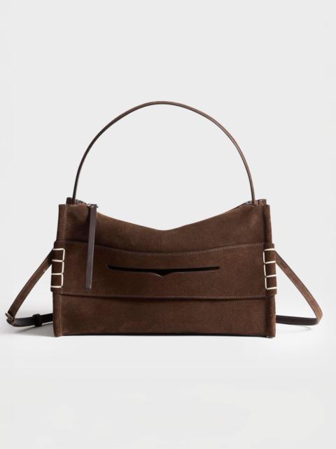 JW Anderson MEDIUM LOAFER BAG IN BROWN SUEDE