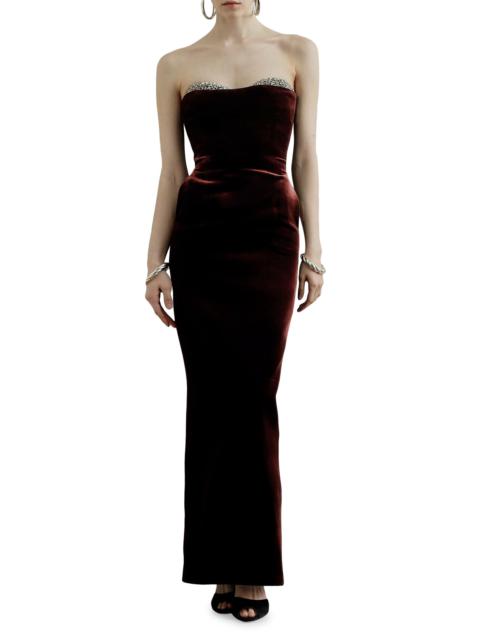 THE NEW ARRIVALS ILKYAZ OZEL Women's Noelie Rhinestone Velvet Gown - Budapest