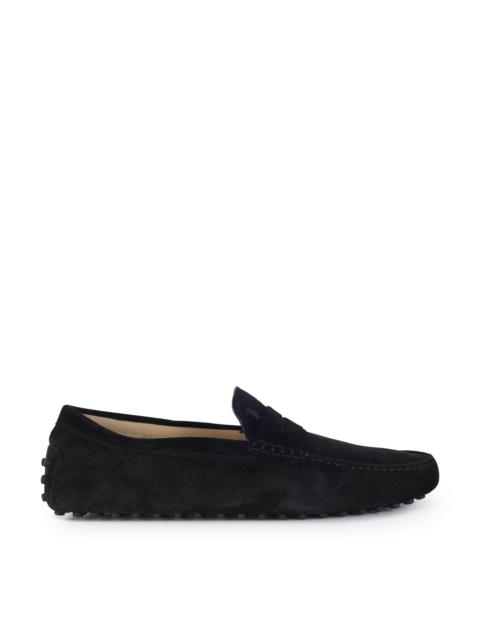 black suede gommini loafers