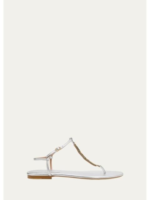 MALONE SOULIERS Kali Metallic Leather Thong Sandals
