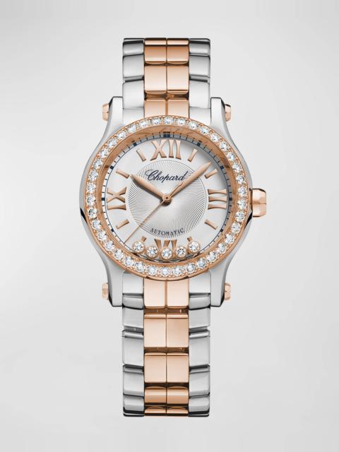 Chopard Happy Sport 30mm 18K Rose Gold & Steel Diamond Bezel Watch