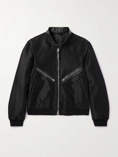TOM FORD Leather-Trimmed Wool and Silk-Blend Bomber Jacket