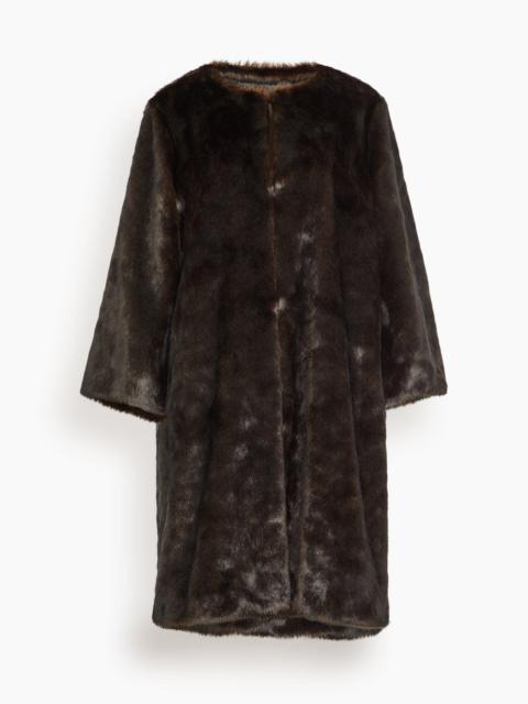 Loulou de Saison Moore Round Neck Long Coat in Grizzly