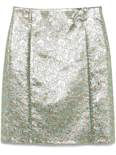 N°21 metallic-flower-print midi skirt