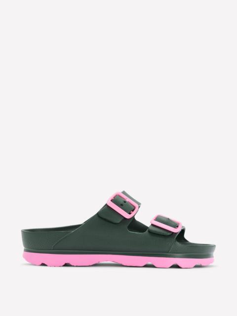 BODEN Lyla Double Buckle Sliders-Khaki/Pink