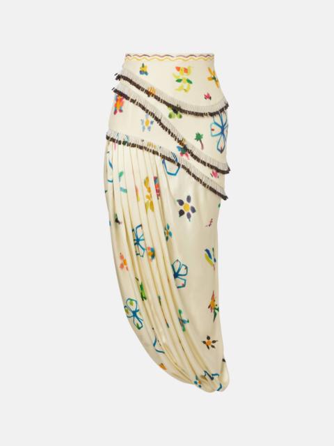 ALÉMAIS Sidi embellished linen-blend midi skirt