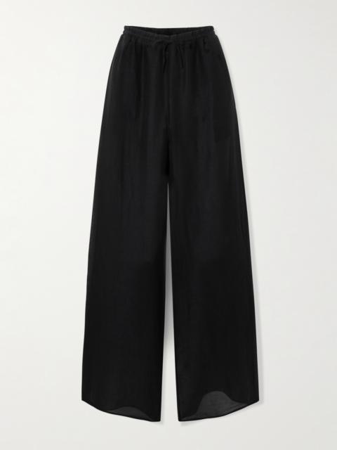 Givenchy Silk And Linen-blend Voile Wide-leg Pants
