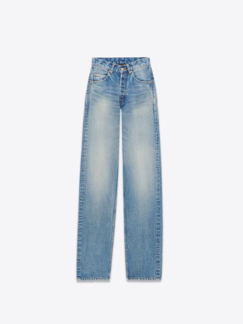 SAINT LAURENT v-waist long baggy jeans in vintage blue denim