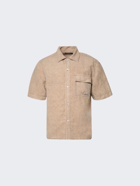 AMIRI Script Linen Gd Pkt Ss Shirt Earth