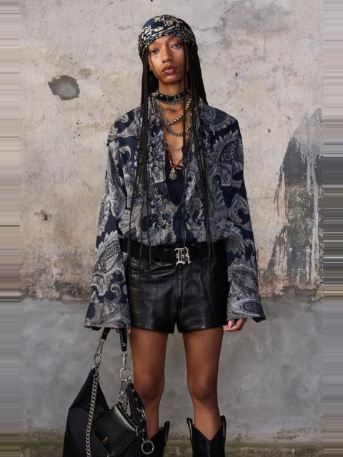 R13 SHREDDED SEAM RUFFLE SHIRT