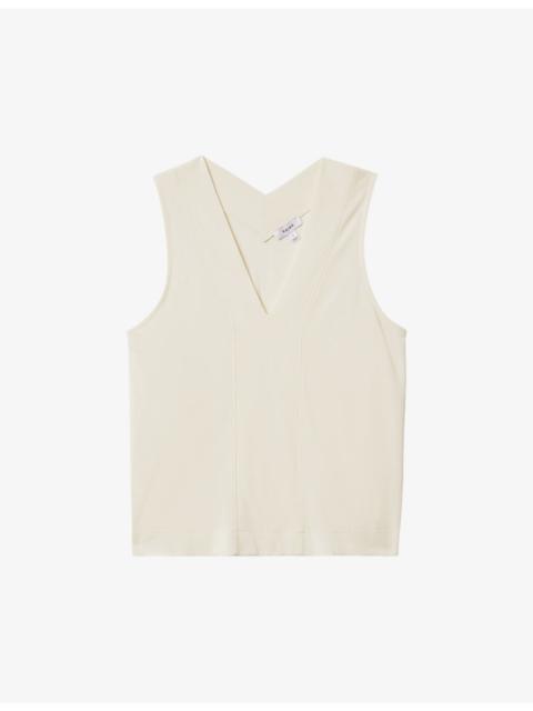 REISS Mira V-neck sleeveless woven top