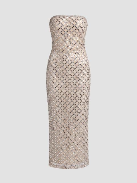 MAC DUGGAL Women's Sequin Lattice Strapless Gown - Beige Silver