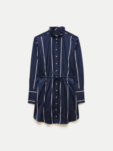 J.CREW Ruffle-collar mini shirt-dress in striped poplin