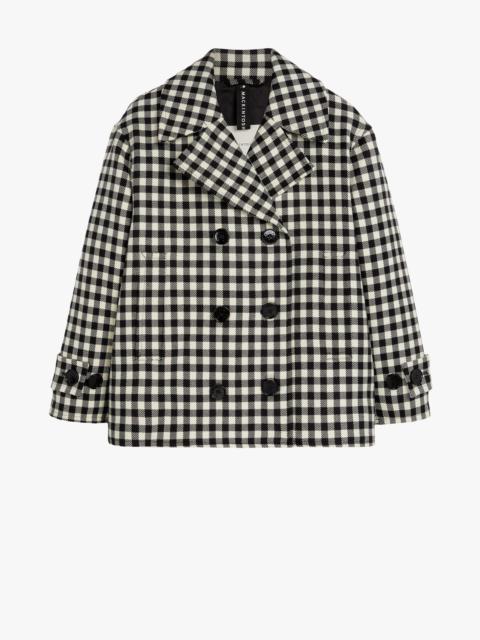 Mackintosh FIONA BLACK & WHITE CHECK WOOL PEA COAT | LMC-011