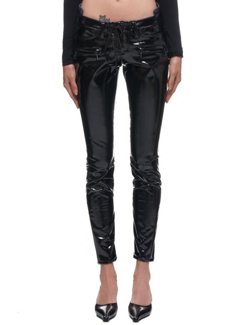 Unravel Lace-Up Latex Skinny Jeans