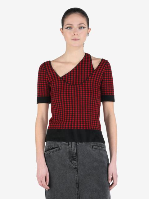 N°21 LAYERED CHECKED KNIT TOP