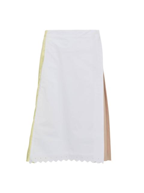pushBUTTON White Dot Midi Pleated Skirt