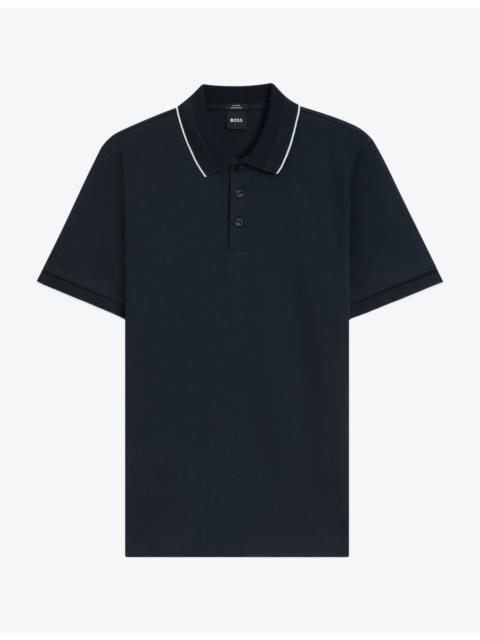 BOSS Contrast-Trim Short-Sleeve Cotton Polo