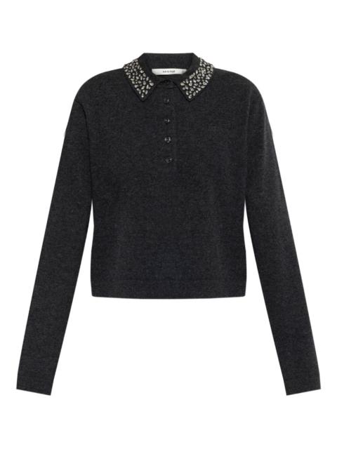 GESTUZ embellished-collar knitted top