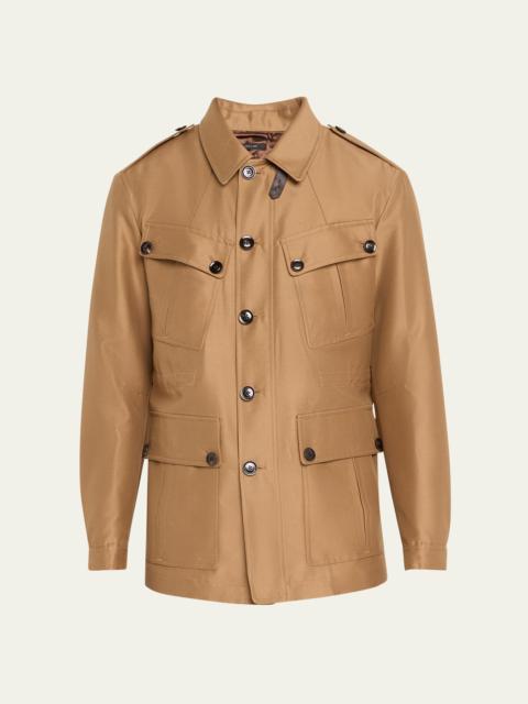 TOM FORD Men's Wool-Silk Faille Water-Resistant Field Jacket